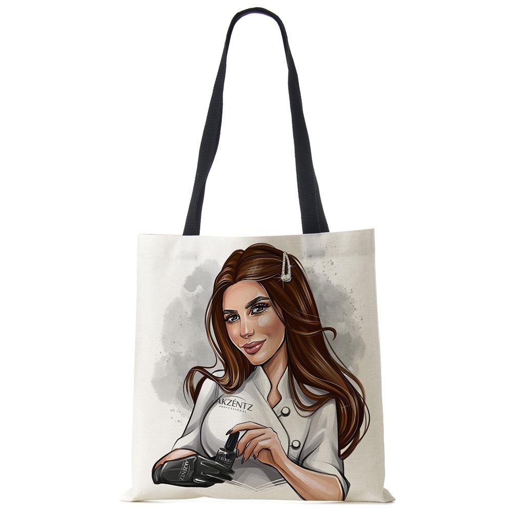 Модная женская сумка-тоут с принтом для девочек, многоразовые сумки для покупок, складные дорожные школьные пляжные сумки