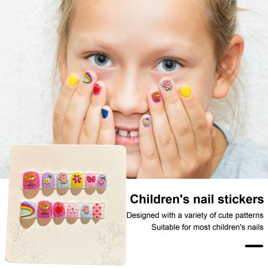 Yousheng 12 шт. детские мультяшные накладные ногти милый рождественский тематический узор с тиснением на ногтях самоклеящиеся накладные ногти DIY художественное украшение