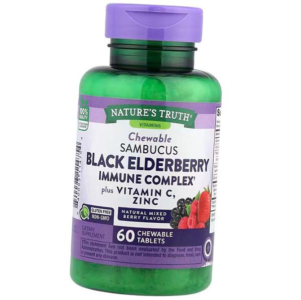 Иммунный комплекс, Sambucus Black Elderberry Immune Complex, Nature's Truth 60таб Ягодный микс (71509023)