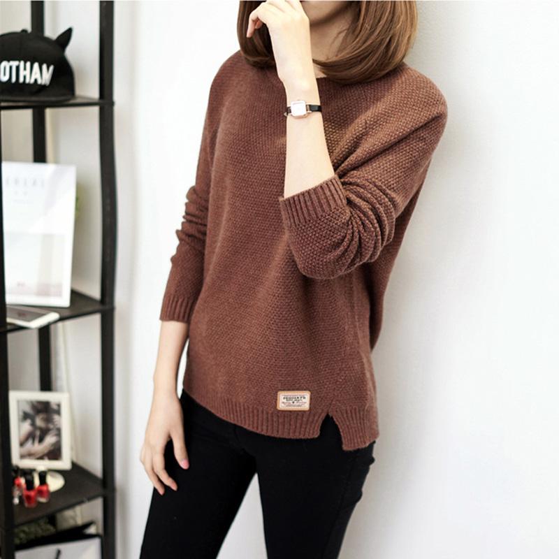 VANGUL Стильный вязаный женский свитер с разрезами по бокам