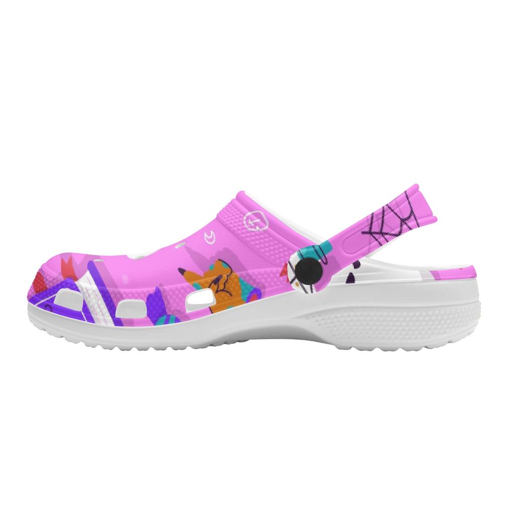 White Color Printed EVA Clogs Women Men Lightweight Breathable Garden Shoes Slip On Beach Pool Bathroom Home Sandals
