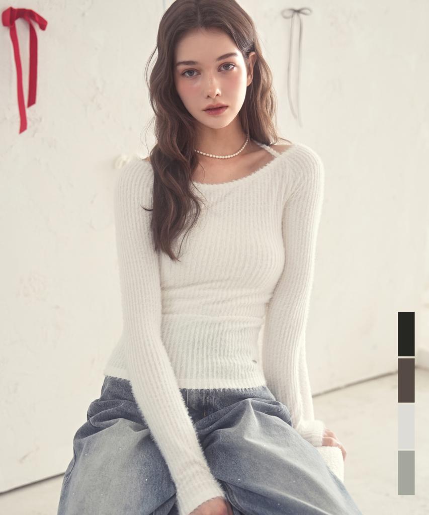 VIVACIOUS Kiss Contour Line Knit_4Colors