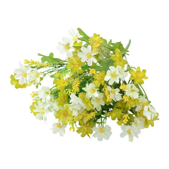 28 Головок Искусственных Цветов для Улицы, УФ-Стойкие, Искусственный Шелк, Полевые Цветы со Стеблем, Поддельный Цветочный Ансамбль для Горшка, Подвесной Кашпо, Веранда, Патио