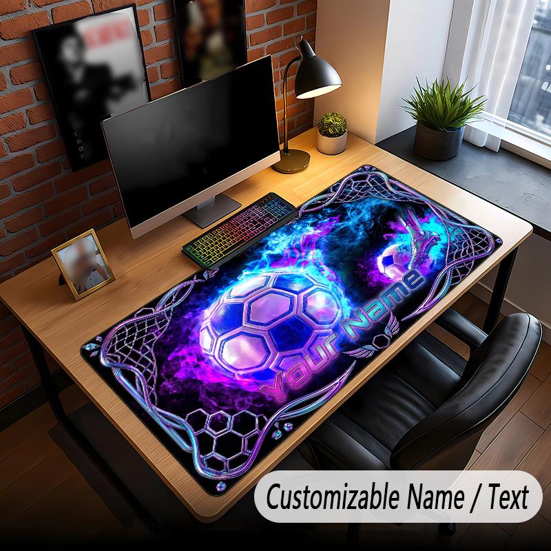 Soccer Theme Custom Mouse Pad Personalized With Name Text Customized Desk Mat For Office Home Decor