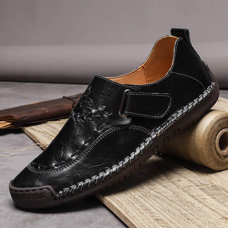 Мужские повседневные кожаные туфли, низкие уличные мокасины, мягкие кроссовки, нескользящие туфли на плоской подошве, мокасины ручной работы, большой размер 39-46