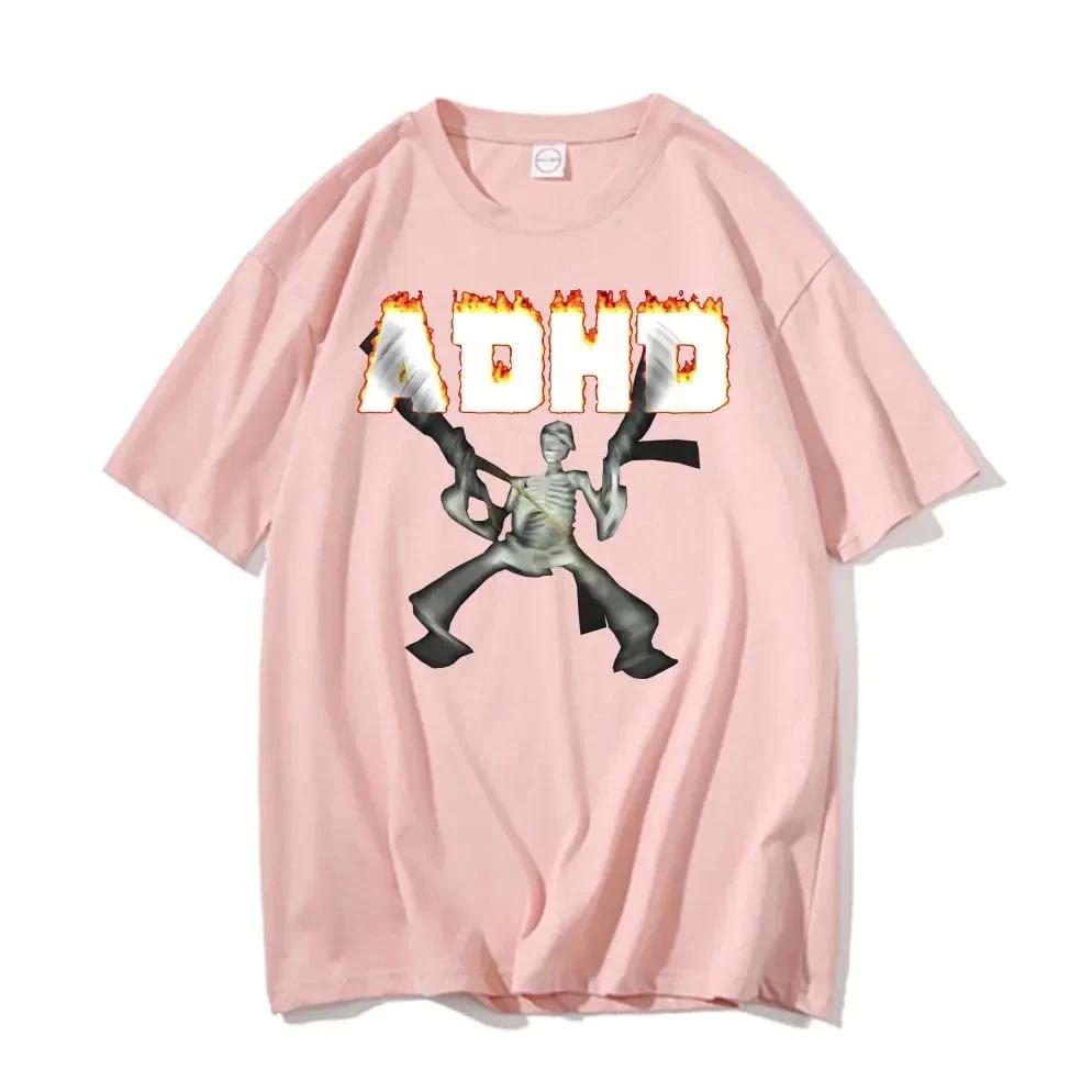 Adhd Skeleton Meme T-shirts Classic Vintage Humor Horror Funny Skull T Shirt Men Women Casual Hip Hop Summer Oversized T Shirt
