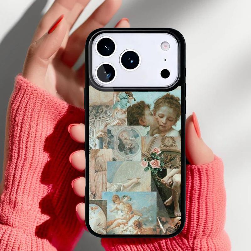 Чехол для телефона 'Ангелочки' для iPhone 17 16 15 14 13 Pro Max Задняя крышка для 12 11 Pro Coque