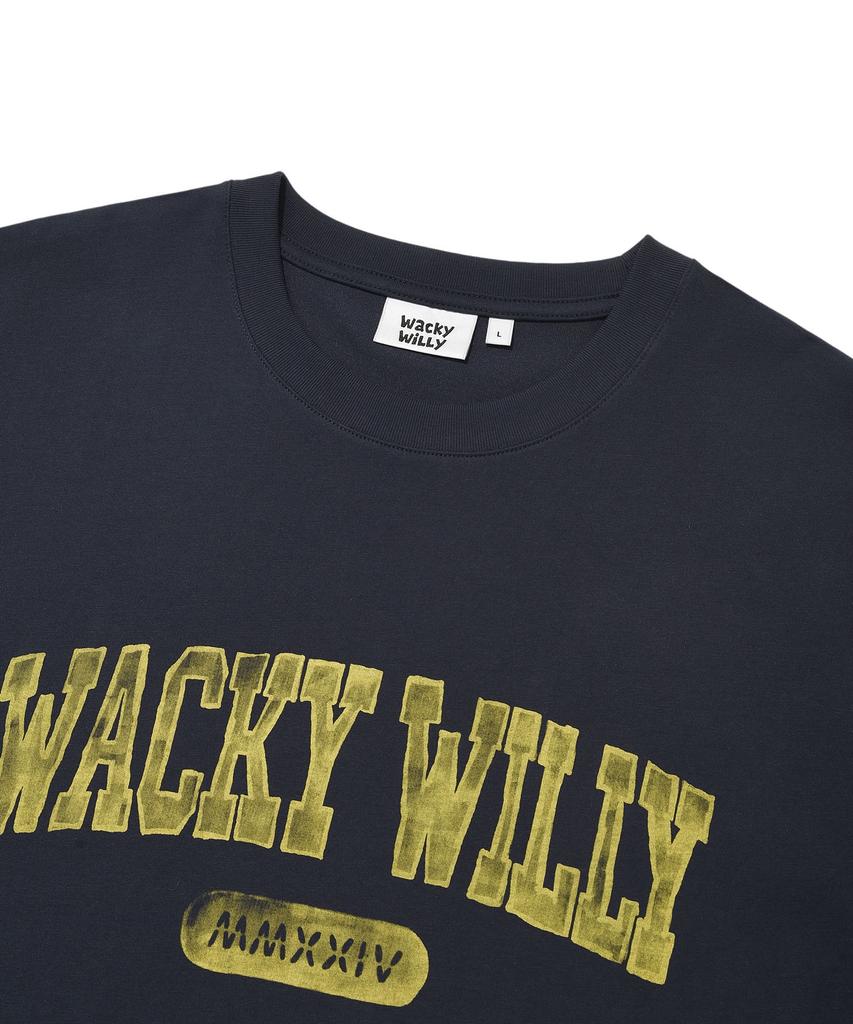 WACKY WILLY Футболка с коротким рукавом, архи-типография, темно-синяя