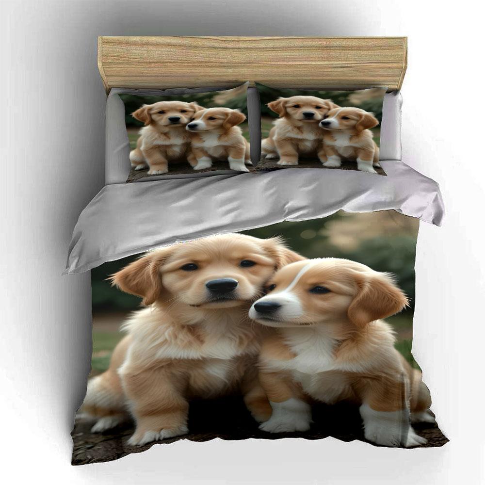 Golden retriever dog pair. Bedding sets Duvet cover sets Duvet covers Pillowcases(1 * Duvet Cover 2 * Pillowcases without duvet insert)