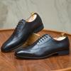 Британские мужские деловые туфли, резные модные туфли с квадратной головкой, полированные, ручной работы, из натуральной кожи, оксфорды для мужчин