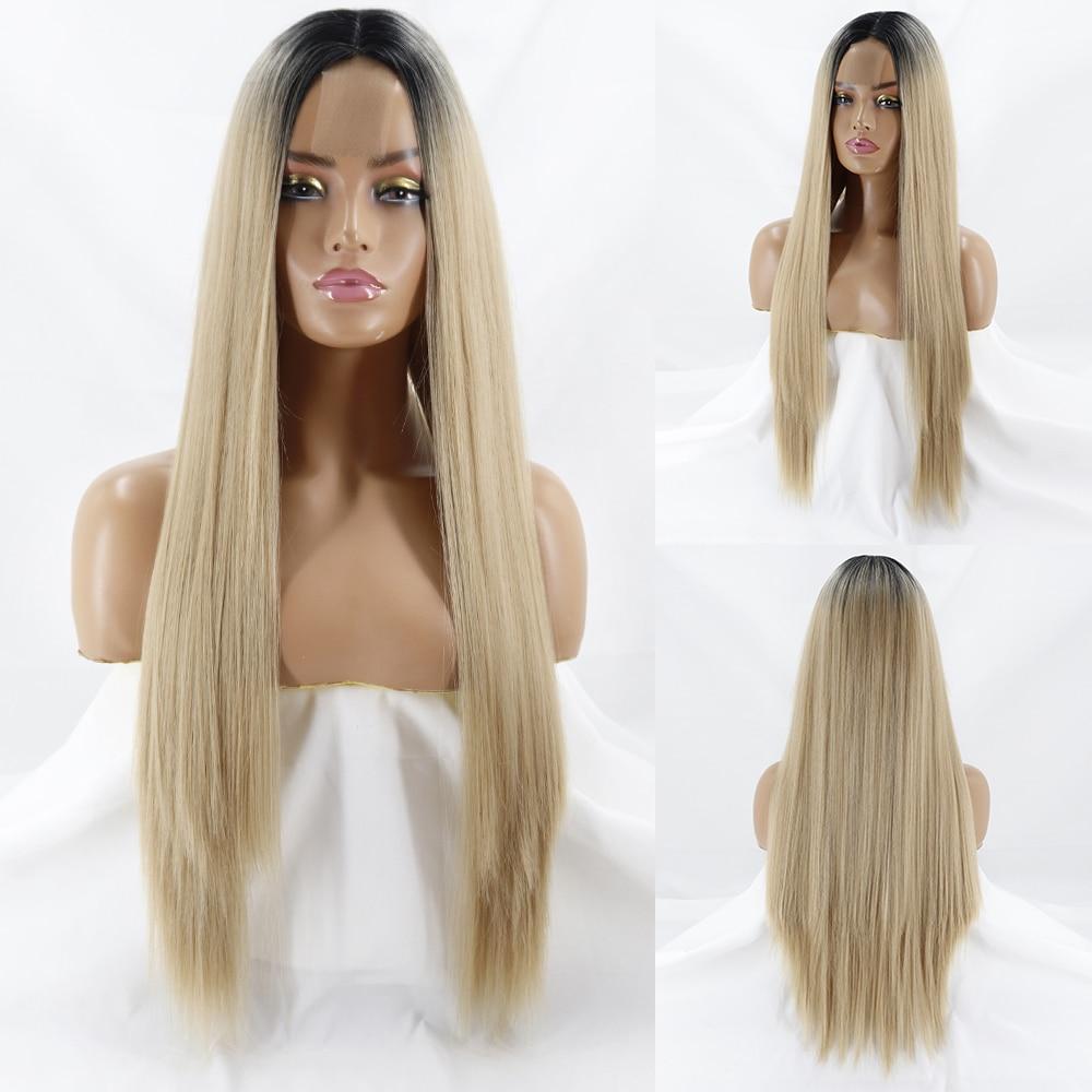 MERISIHAIR Средняя часть Ombre Оранжевый длинный прямой синтетический парик Черный Блондин Розовый 30-дюймовый термостойкий натуральный парик для косплея