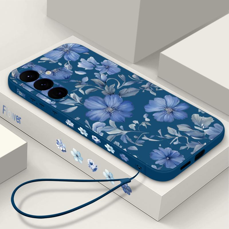 Чехол-шнурок с цветочным принтом для Samsung Galaxy S23 S24 Ultra A55 A54 5G A56 S25 A53 A52 A17 A37 A15 A35 A26 A57 S20 FE S21 S22 S26 Ultra Ударопрочный чехол