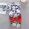 Summer Children Baby Boys Short Sleeve Leaves Pattern T-shirt Blouse+Shorts Casual Outfits Set