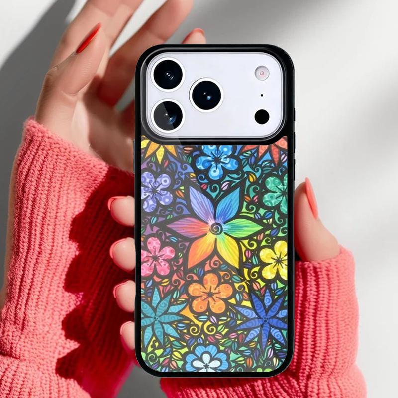 Чехол-накладка для iPhone 17 16 15 14 13 Pro Max с рисунком «Радужный цветок» для 12 11 Pro Coque