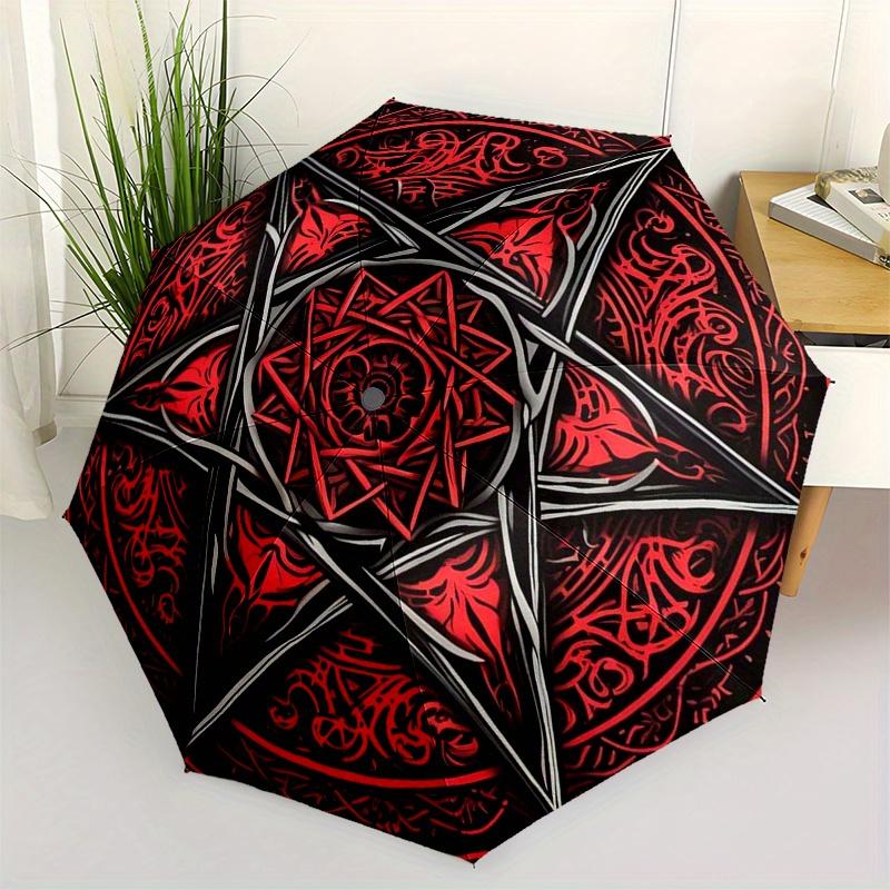Red Star Mandala Wall Art: Unique Decor for Any SpaceUmbrella, Portable 3-Fold Umbrella for Men & Women,Christmas Gift ES132