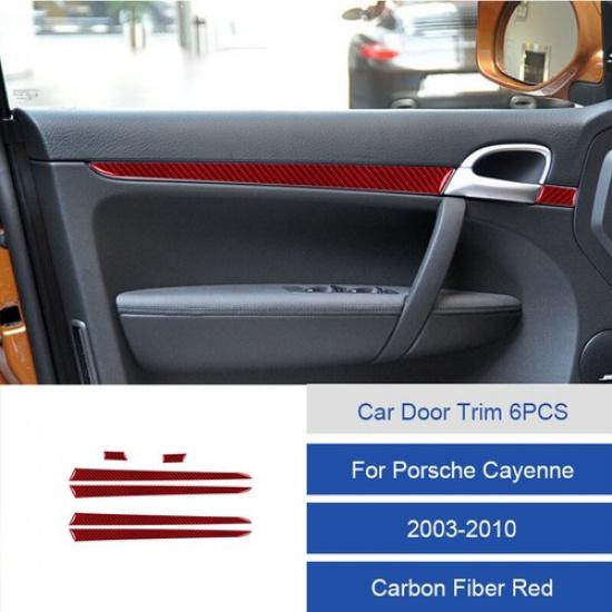 6 шт. Накладка на панель внутренней двери, полоса-молдинг из углеродного волокна для Porsche Cayenne 03-10