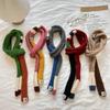 Striped Color Matching Striped Scarf Thin And Narrow Rainbow Color Scarf  For Women