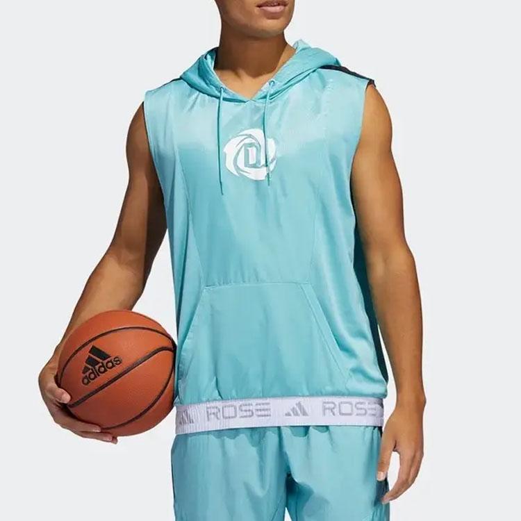 Adidas Баскетбольный жилет без рукавов с цветным блоком, напечатанным логотипом, с капюшоном, мужской жилет мятно-зеленого цвета GV4653