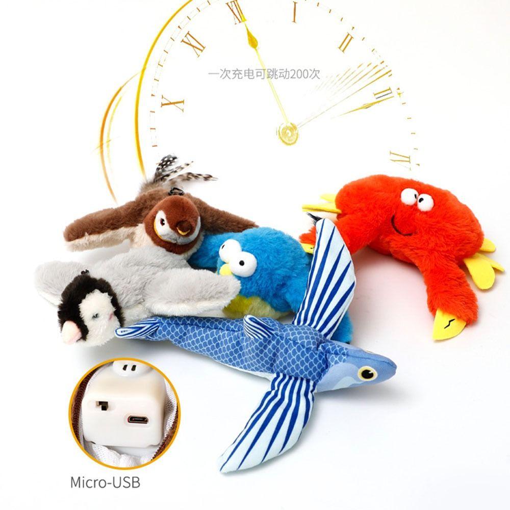 USB Rechargeable Cat Toys with Cat Mint Plush Flapping Bird Cat Toys Indoor Cats