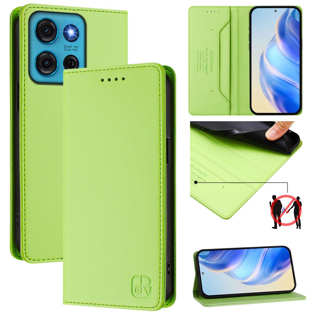 For Motorola Moto G75 5G Leather Case RINACASIS RC01 Phone Cover with RFID Blocking Wallet Stand