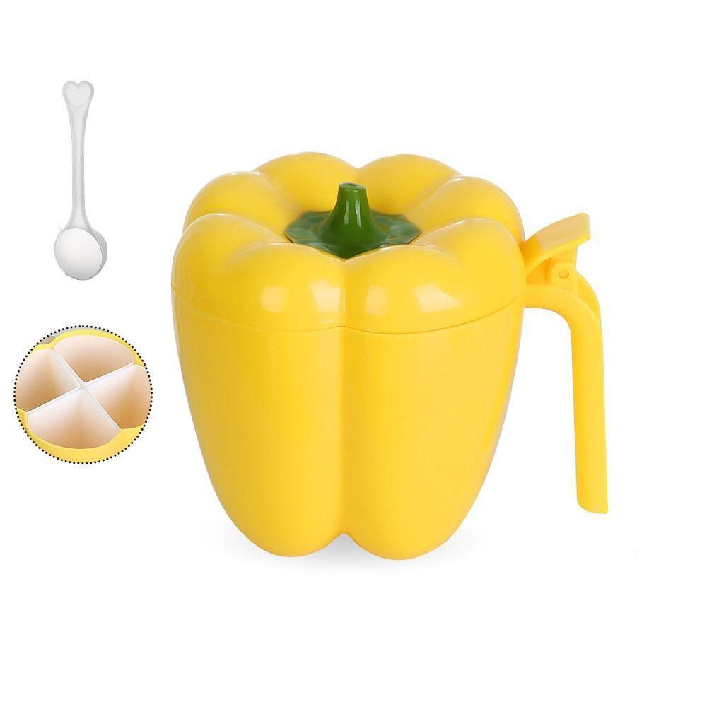 Four-grid Chili Shape Seasoning Box with Lid Spice Jar New Sugar Storage Box Dining Room