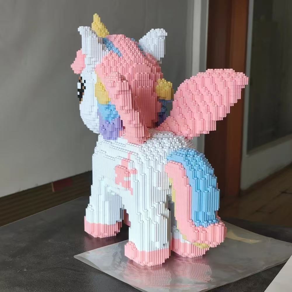 3D Животное Большой Тяжелый Единорог Микро Алмазный Строительный Блок Мелкая Частица Кирпичные Игрушки Детские Подарки на День Рождения Домашнее Украшение