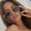 Модные Ретро Овальные Солнцезащитные Очки для Женщин Винтажная Металлическая Маленькая Оправа Модные Солнцезащитные Очки Женские Роскошные Маленькие Оправы Из Металлического Сплава Классические Оттенки UV400 Очки