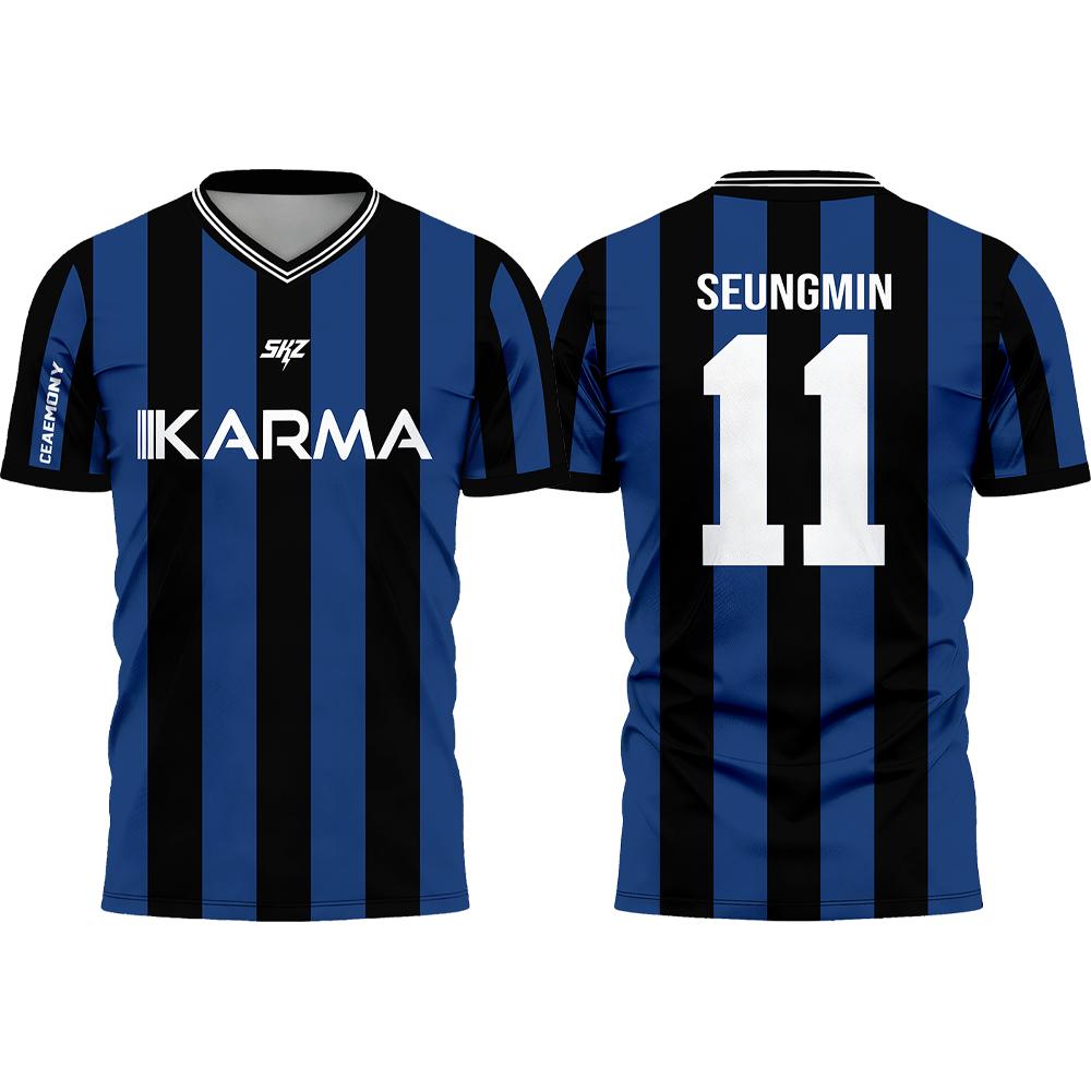 Karma SKZ Hyunjin 04 Soccer Jersey 3D Quick Dry T-Shirt For Men Women Sports Fan Tee Summer, outdoor sports, training clothes