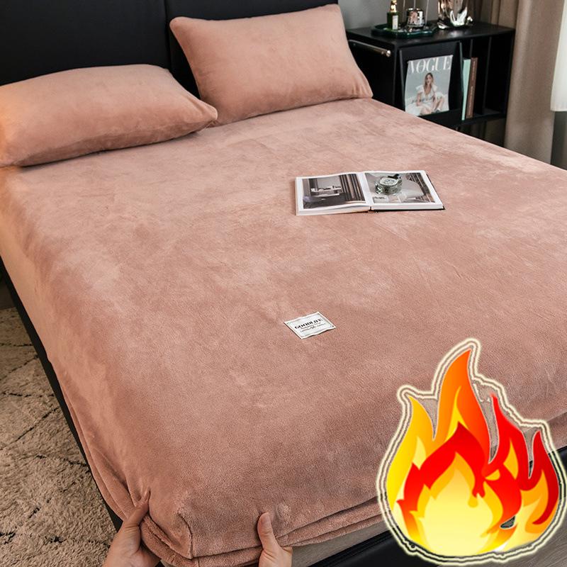 2025 Теплая зимняя простыня, Мягкая на ощупь и плюшевая толстая простыня-наматрасник, Розовая Зеленая Синяя Серая Черная