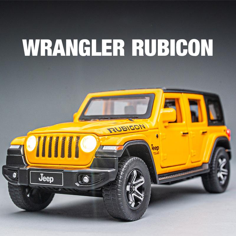 1/32 Jeep Wrangler Rubicon Модель игрушечного автомобиля с высокой имитацией звука и света внедорожная литая коллекционная игрушечная машина для детей