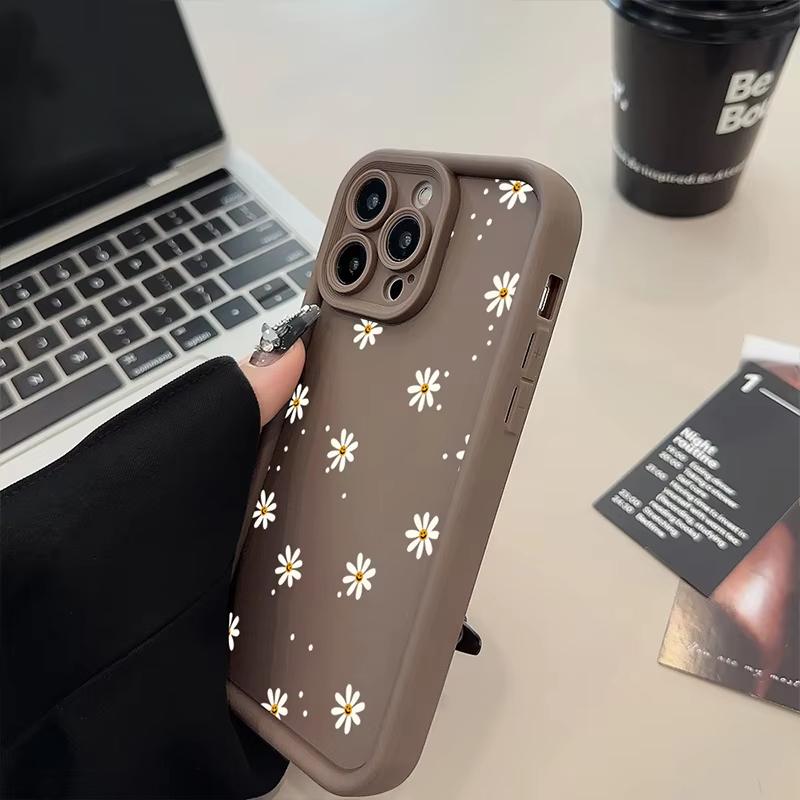 Силиконовый чехол для телефона с цветком ромашки для iPhone 17 Air 16 e 15 14 13 12 11 Pro Max Plus Mini SE Ударопрочный Конфетный Мягкий Бампер