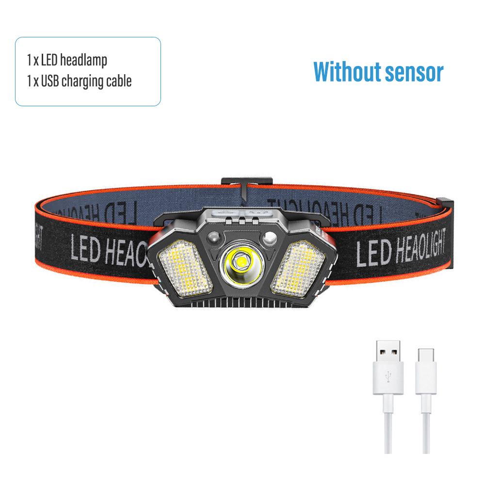 Сенсорная перезаряжаемая фара, светодиодный фонарик, супер яркий портативный налобный фонарик для кемпинга, рыбалки, несколько режимов освещения