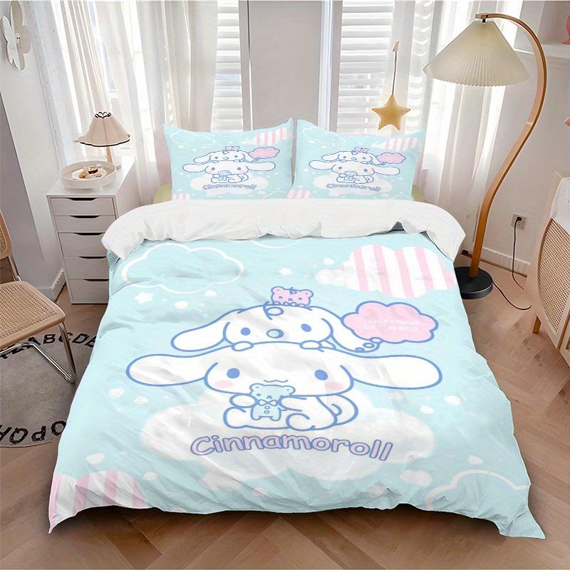 3 шт. Набор постельного белья Sanrio Cinnamoroll 'True Friends' с принтом, ультрамягкий, дышащий и удобный, стильный дизайн для спальни и гостевой комнаты