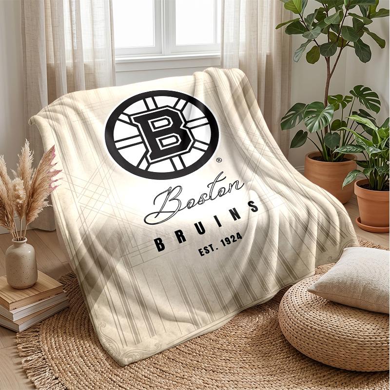 Фланелевое флисовое одеяло Boston Bruins Уютное теплое плед для дивана кровати путешествий Всесезонное использование