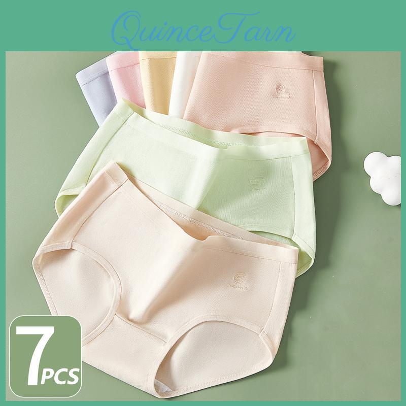 Cotton Women Breathable Panties 7pcs Cute Bow Girls Briefs Soft Underpants Size Mxxl