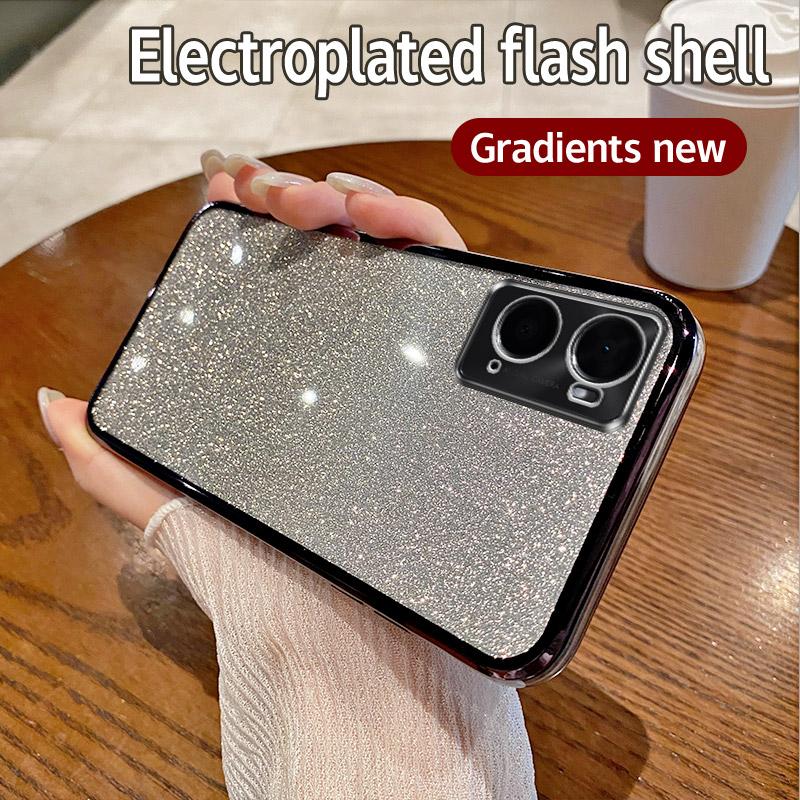 Для OPPO A96 Чехол OPPO A76 Чехол для телефона Блестящий блестящий силиконовый объектив камеры Мягкая задняя крышка