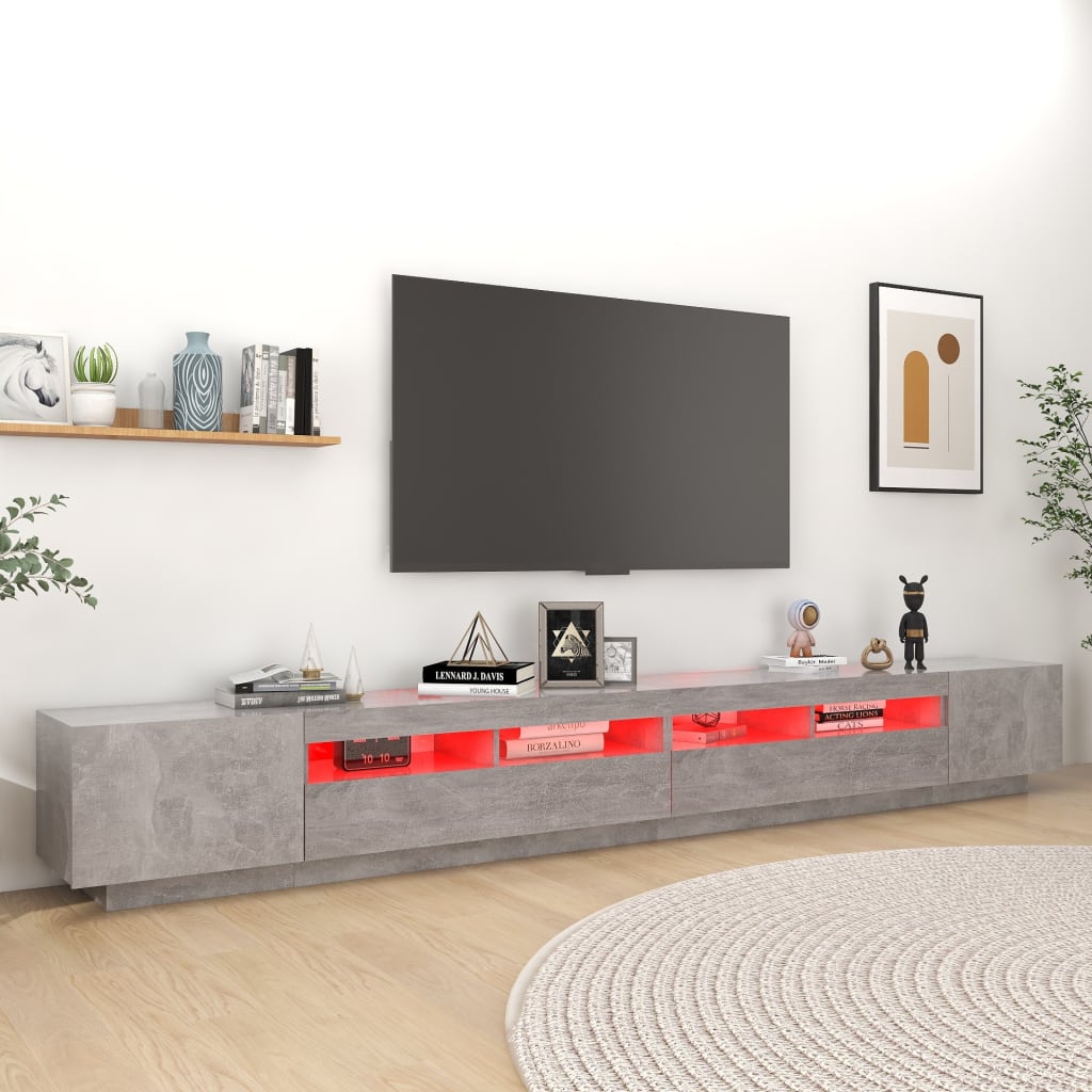 Vidaxl Szafka Pod Tv Z Oświetleniem Led, Szarość Betonu, 300X35X40 Cm