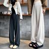Серые брюки-бананы, женские новые зимние повседневные шерстяные спортивные брюки, свободные брюки с драпировкой, прямые, широкие штанины