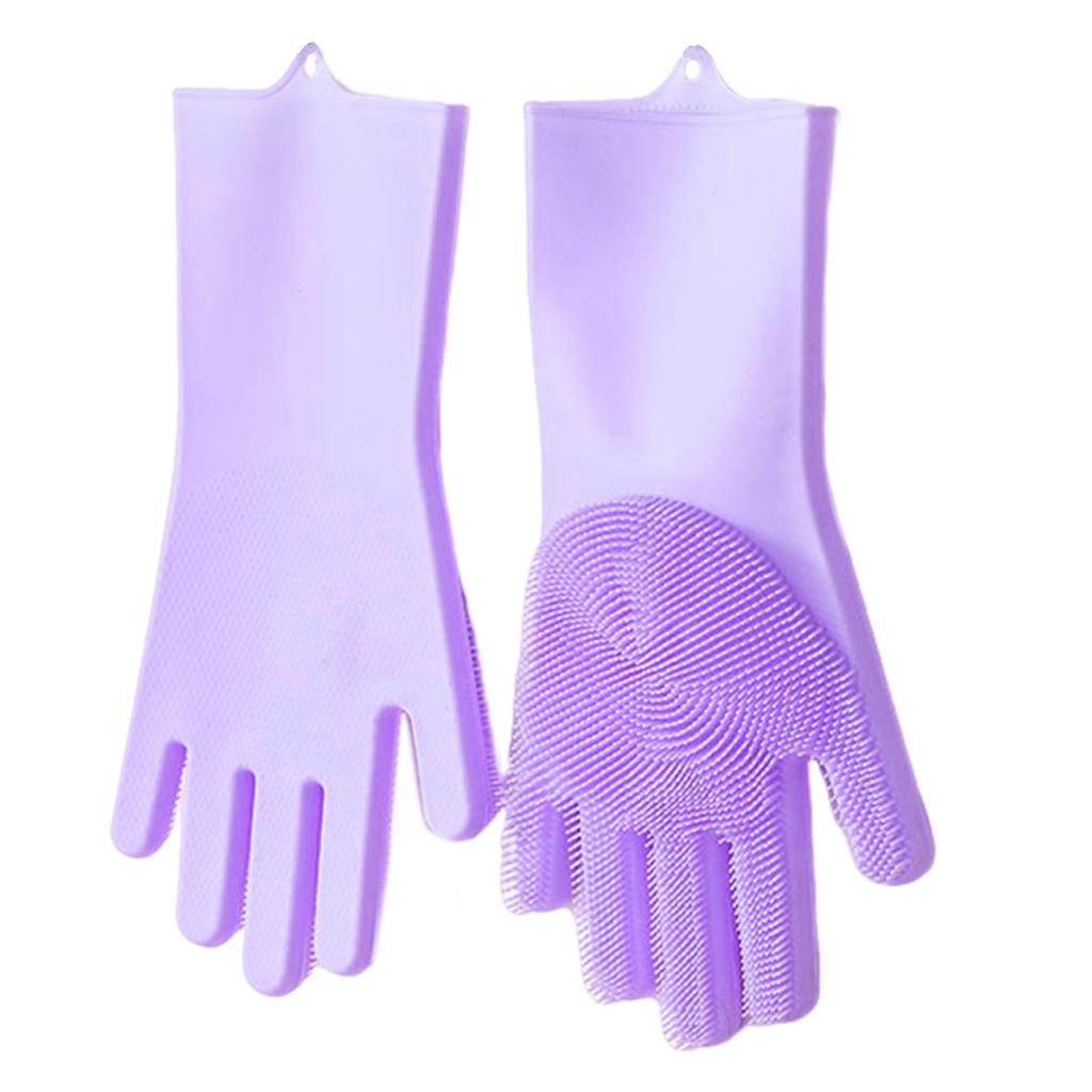 Yousheng 1 пара чистящих перчаток, противоожоговые многоразовые силиконовые перчатки для мытья посуды с тонкой щетиной для домашней кухни