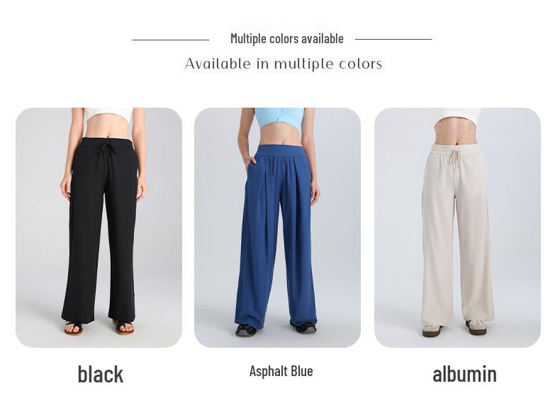 Women's High Waist Wide Leg Summer Yoga Pants with Sun Protection and Pockets