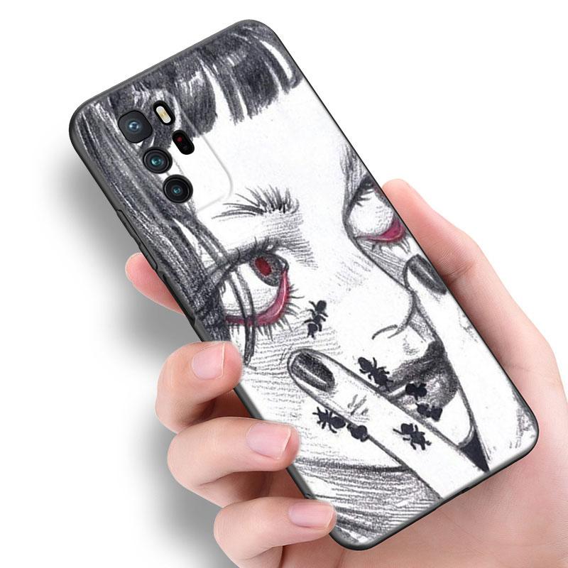 Японский ужас манга черный силиконовый чехол для телефона для Xiaomi POCO X3 X4 NFC F5 M3 M4 M6 X5 X6 Pro F3 F4 GT 5G C55 C65 M5