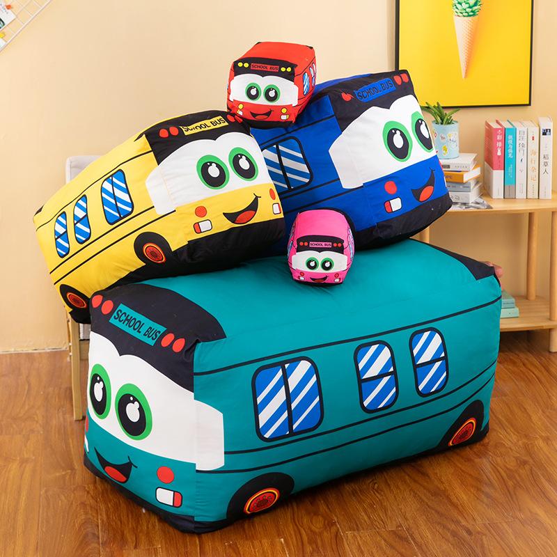 Cartoon Print Car Bus Pillow Plush Toy Children'S Doll Birthday Gift Boy Rag Doll