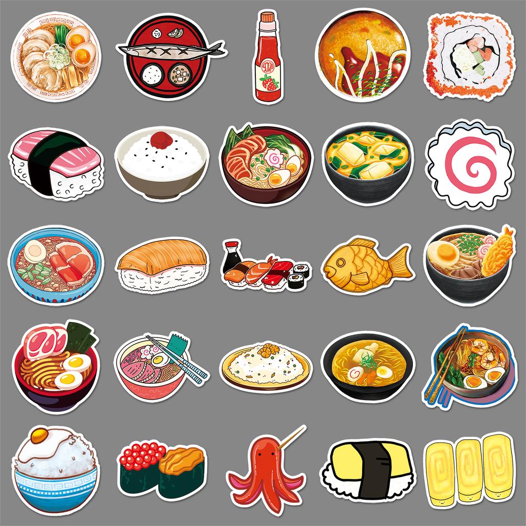 50 Cartoon Japanese Doodle Personality Cute Sushi Creative DIY Skateboard Suitcase Stickers Waterproof