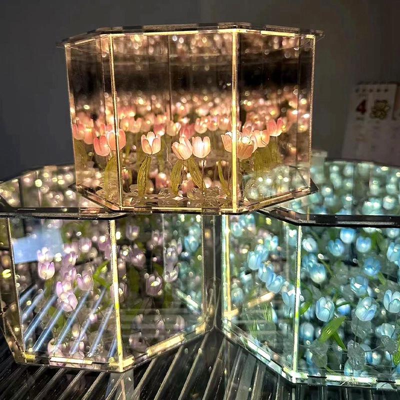 DIY Искусственная Роза Тюльпан Орнамент Ручной Работы Люминесцентный В Темноте Готический Декор Комнаты Домашний Декор для Девочек Украшения Для Стола