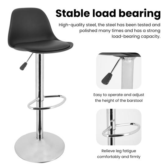 Bar Stools Set of 2 Faux Leather Counter Height Barstools with Back & Footrest Height Adjustable Swivel Bar Chairs Modern Armless Island Stool