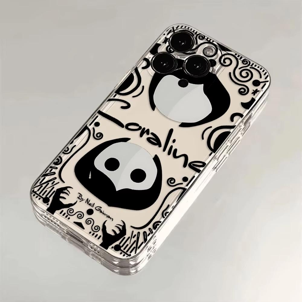 Чехол для телефона Коралина для iPhone 17 Air 16 e 15 14 13 12 11 Pro Max Plus Mini SE 2020 2022 Мягкий прозрачный чехол