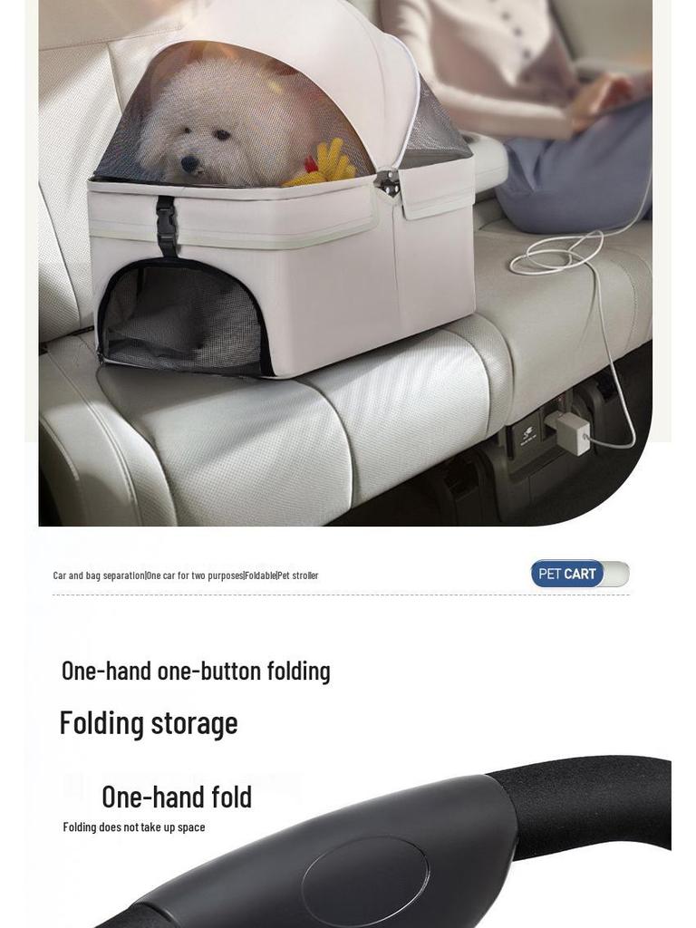 Lightweight Foldable Pet Stroller for Small & Medium Dogs and Cats - Detachable for Outdoor Walks