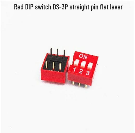 Red DIP Switch, 2.54mm, 1-12 Positions, Through-hole, Flat Actuator
