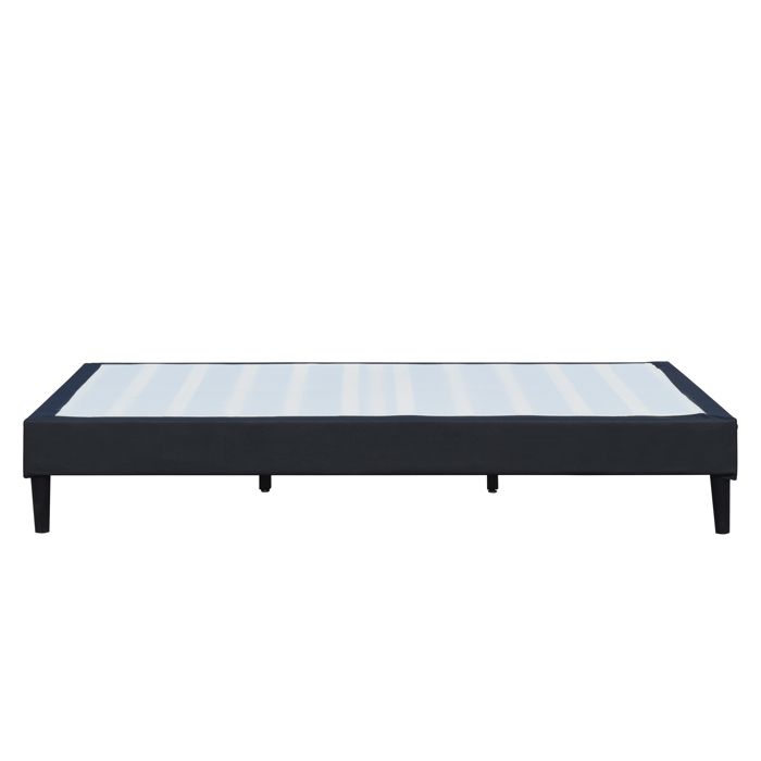 Sommier tapissier - Noir - 70x190 cm - Déhoussable - 13 lattes - Pieds 20 cm