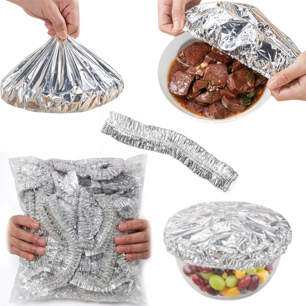 Thick Foil Bowl Lids Food Bags with Elastic Bands Reusable
